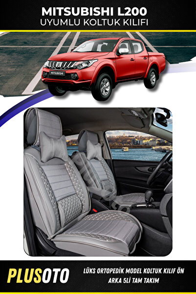 PlusOto مجموعة أغطية مقاعد السيارة باللون الرمادي المتوافقة مع سلسلة Mitsubis...