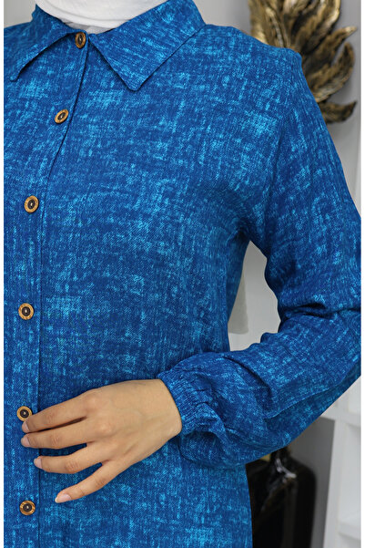 sefamerve Viskon Kumaş Boydan Düğmeli Uzun Tunik 0070-02 Parlament