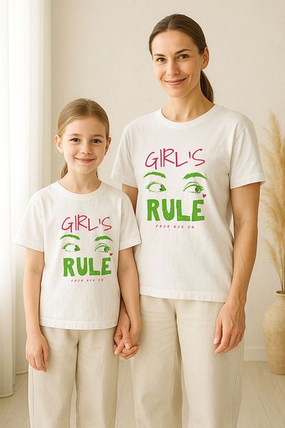 MYADA Mother Daughter Matching Girls Rule Printed T-Shirt 19255