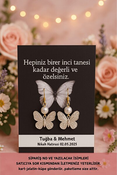 Emtory Home 25 Adet Kelebek Kartlı Kelebek Sallantılı Küpe - Nikah, Nişan, Me...