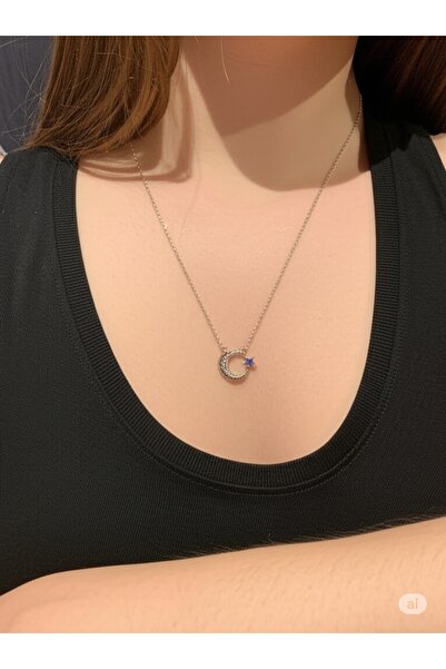 HARİNA Mayi Yıldızlı Ay Yıldız Kolye, Çelik Kolye