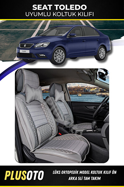 PlusOto مجموعة غطاء مقعد السيارة باللون الرمادي المتوافق مع سلسلة توليدو بلس ...