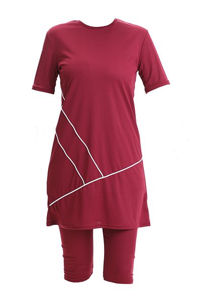 sefamerve Μαγιό πισίνας με κοντό μανίκι 2501-03 Claret Red