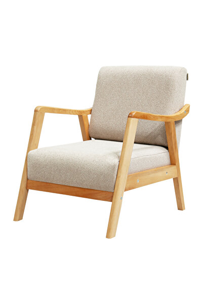 Zem Favela Bohem Ahşap Ayaklı Sütlü Kahve Teddy Kumaş Berjer V03