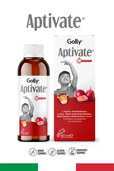GOLLY Aptivate L-arjinin, Fosfatidilserin, L-lizin, Üzüm Çekirdeği Ekstresi 150 Ml