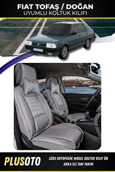 PlusOto مجموعة أغطية مقاعد السيارة باللون الرمادي المتوافقة مع سلسلة Fiat / T...
