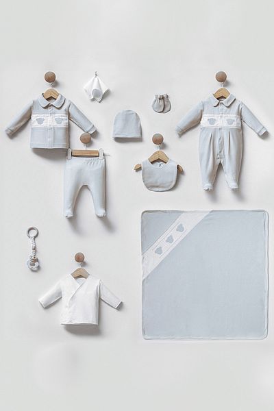 Cassiope Three Teddy Newborn Set of 10 Baby Boy with Gift Box Hospital Release