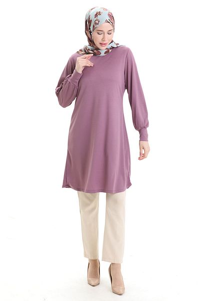 sefamerve Basic Tunic 1120-10 Dark Dusty Rose
