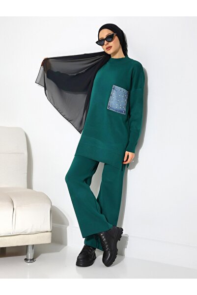 HİJABAYA Jednostruki Sa džepovima set perli od pletiva