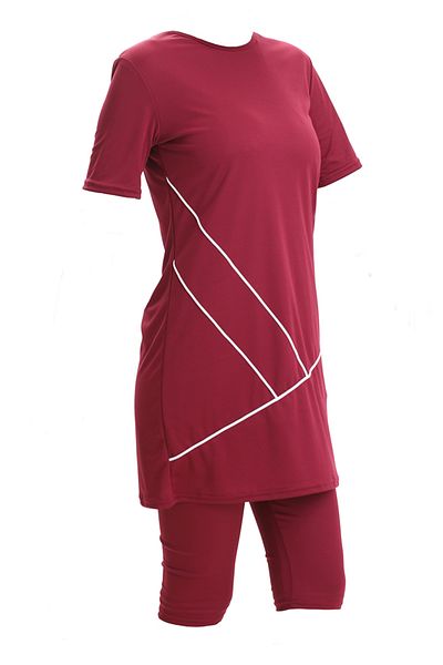 sefamerve Μαγιό πισίνας με κοντό μανίκι 2501-03 Claret Red