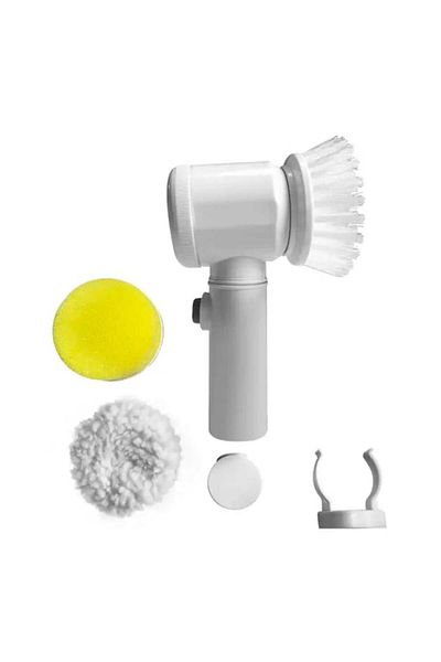 MACVI Perie Electrica Macvi® pentru Curatare Casnica Universala, Plus Trei Accesorii, Incarcare USB, Alba