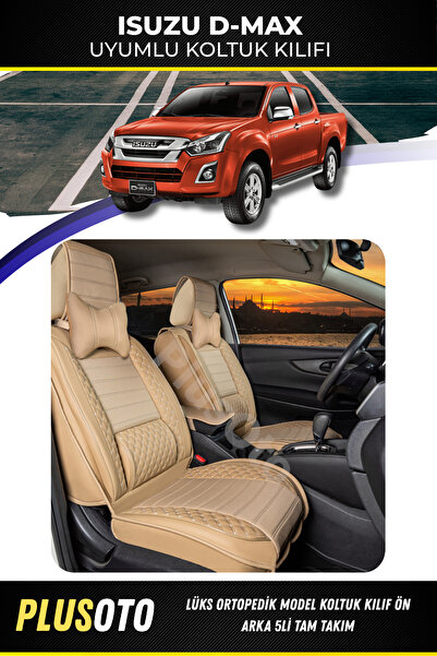PlusOto مجموعة أغطية مقاعد السيارة باللون البيج المتوافقة مع Isuzu D-Max Plus...