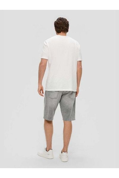 s.Oliver Men's mid-rise denim shorts with regular fit, Grey