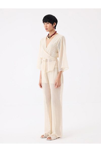 RİVUS Elastic Waist Lined Mesh Trousers - Beige