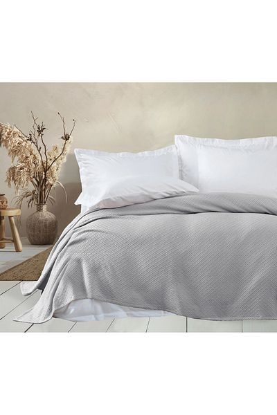 Lucy and Home Diamante, Cotton Gray Double Pique, Bedspread 200X220
