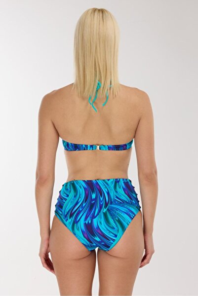AYYILDIZ 5625 Turquoise Print High Waist Bikini Set