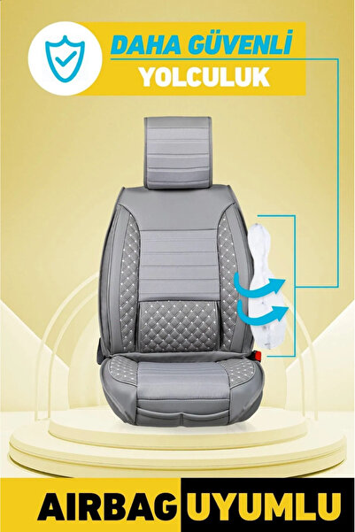 PlusOto Nissan Pulsar Compatible Plus Lux Series Gray Car Seat Cover Set of 5 P-752