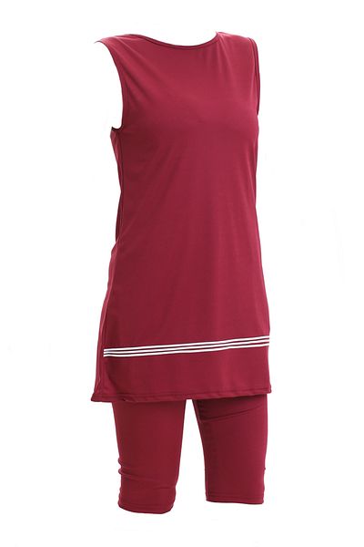 sefamerve Sleeveless Pool Swimsuit 2502-03 Claret Red