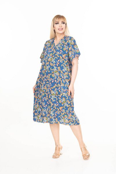 mervemoda Rochie rochie de vară cu mâneci scurte, lungime scurtă, țesute de vară, mărime mare