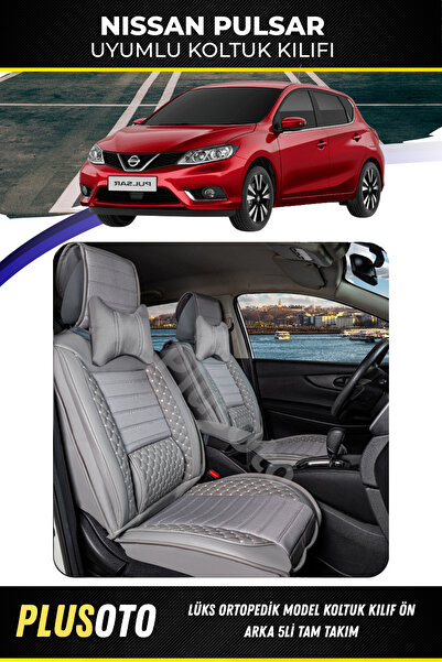 PlusOto Nissan Pulsar Compatible Plus Lux Series Gray Car Seat Cover Set of 5 P-752