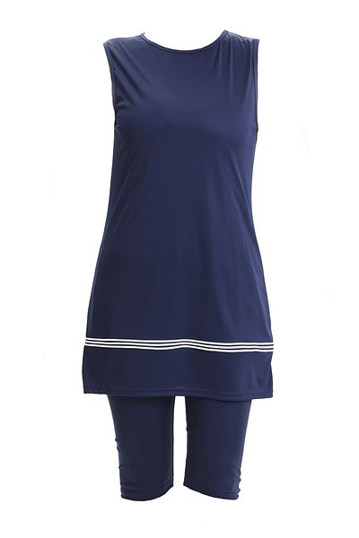 sefamerve Sleeveless Pool Swimsuit 2502-04 Navy Blue