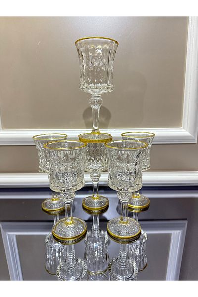 EVRA Brown Water Glass with Gold Detail and Stand