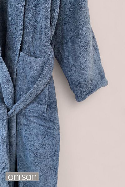 Anılsan Halat de baie 100% bumbac bleumarin - Halat de baie pentru hotel Şalyaka, ideal pentru spa, potrivit pentru utilizare zilnică