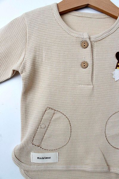 Çocuksan Baby&Kids Wear Baby Set Beige Color Long Sleeve Cotton Set of 2 Tiger Pattern Baby Boy Outfit