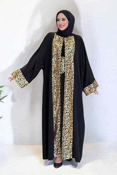 Bym Fashion Arabic Letter Printed Abaya 70014 Black