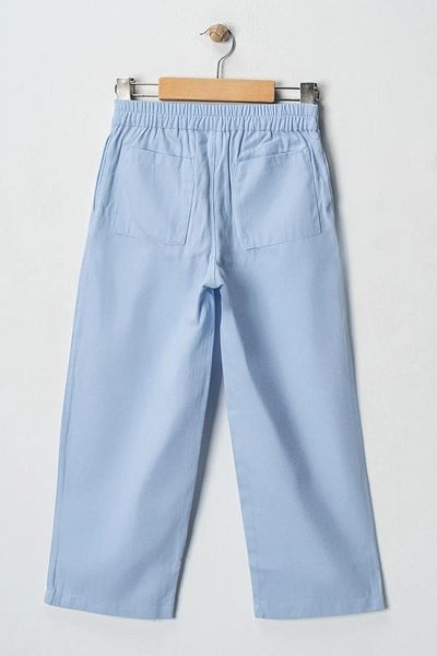 Çocuksan Baby&Kids Wear Girl's Buttoned High Waist Wide Leg Trousers - Baby Blue, Casual, Holiday