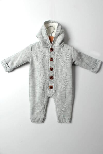 Çocuksan Baby&Kids Wear Unisex Örgülü Bebek Triko Tulum - - Tulum - Gri - 6 A...