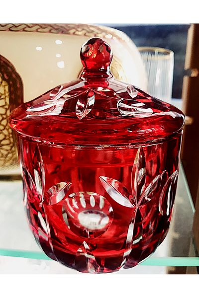 DECOSTYLE Pasabahce Lid Crystalize Decorated Mini Sugar Bowl Product Handmade