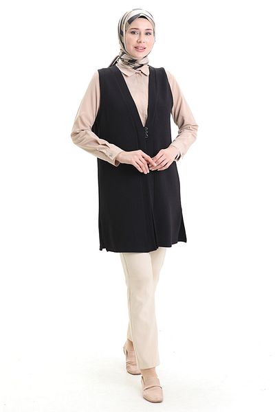 sefamerve Jacquard Buttoned Vest 994730-04 Plum