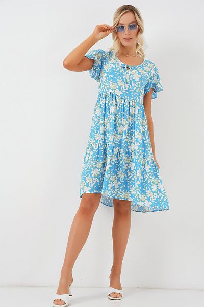 Bigdart 2352 Rochie scurtă cu decolteu în V - Albastru deschis