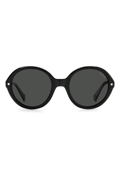 Polaroid Women's Sunglasses, Black, Round, 54 mm