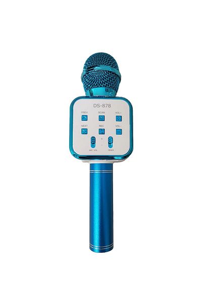 MACVI Macvi® DS878 Karaoke Microphone, Metallic, Clear Sound, Memory Card Playback, Light Blue