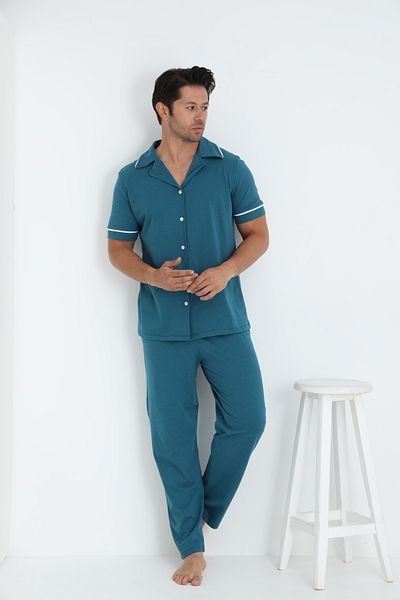 ELİTOL Men's Short Sleeve Button Pajama Suit