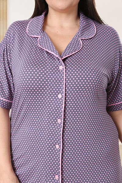 Bella Linda Buttoned Viscose Plus Size Women's Pajamas Set