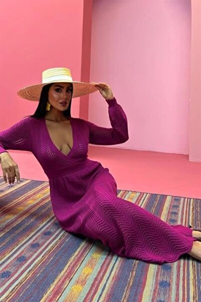 Genel Markalar Derin Yaka Triko Elbise 2856