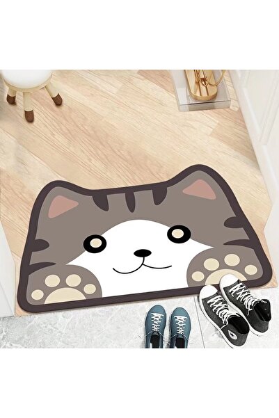 Nezih Case Cat Food Mat and Bath/Toilet Mat Cute Cat Figure Mat with Water Absorbing Feature