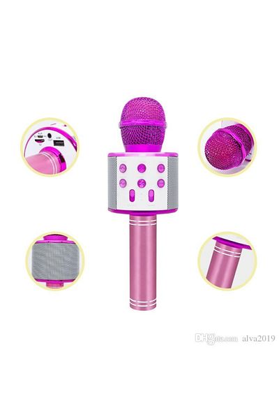 MACVI Microfon Karaoke cu Bluetooth Macvi® si Boxa Incorporata, Roz