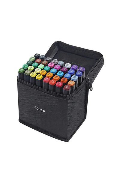 varioshop Set 40 markere duble VarioShop®, Carioci profesionale, Culori vii pe baza de alcool, 2 varfuri rezi