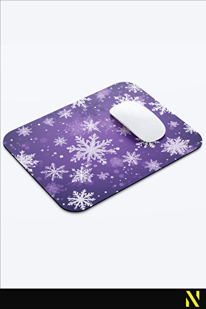 nilizma Ергономична подложка за мишка с мотив на лилави снежинки - 22 cm X 18 cm - подложка за мишка с неплъзгаща се основа