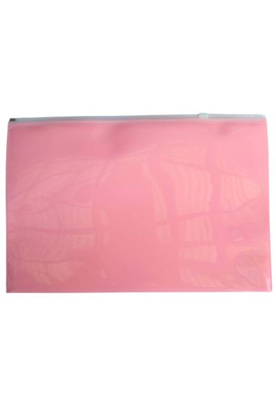 Glanart Zipper Plastic A4 Size Homework File 1 Pc (23X33 cm) Pink