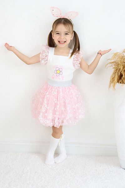 Çocuksan Baby&Kids Wear Girl's Pink Tutu Top and Bottom Set Princess Party and Birthday Outfit
