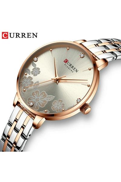 Curren 9068 Flower Women's Quartz Watch 30M Waterproof Stainless Steel Ladies Watch