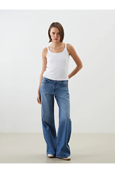 LC Waikiki بنطلون جينز LCW Jeans Indigo Wideleg للنساء