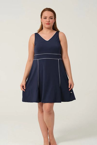 İYİBU Oversize Water Repellent 2-Piece Dress Swimsuit Set – with Straps & Tights