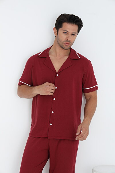 ELİTOL Erkek Kısa Kol Düğmeli Pijama Takım