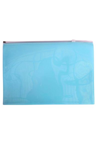 Glanart Zipper Plastic A4 Size Homework File 1 Pc (23X33 cm) Blue